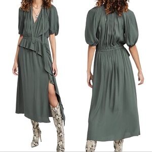 Ulla Johnson Leah Dress in Peat Green Midi Women’s Sz‎ 6